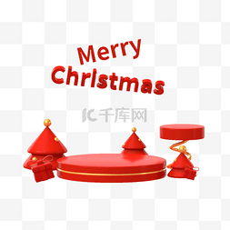 圣诞节快乐红色图片_3DC4D立体圣诞圣诞节快乐电商舞台