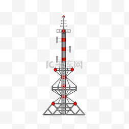 塔红色图片_信号塔抽象圆柱接受装置图形