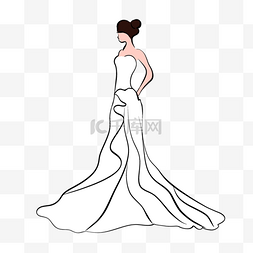 美丽白婚纱抽象线条婚纱礼服新娘