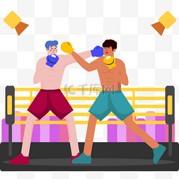 sport体育图片_拳击运动彩色擂台卡通人物