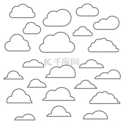 云图片_云线图标云的线性图标矢量插图