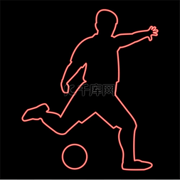 霓虹灯足球运动员红色矢量插图平