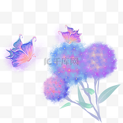 梦幻绣球花和蝴蝶