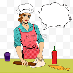美食卡通女厨师图片_女厨师烹饪波普艺术