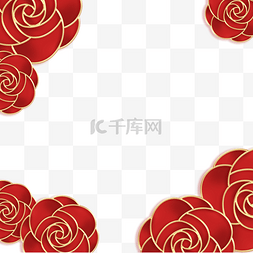 立体剪纸风花朵图片_新年新春立体浮雕剪纸风红色花朵