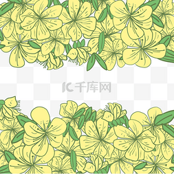 花朵装饰黄图片_越南新年黄色花朵装饰边框
