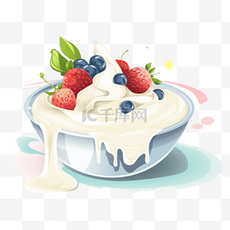 水果酸奶扁平插画手绘免抠元素