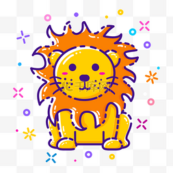 兽用标签图片_卡通可爱星座狮子座贴纸图标