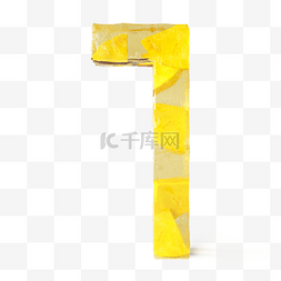 黄色7图片_立体冰冻菠萝数字7