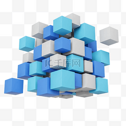 蓝色立体块图片_商务多色立体方块组合