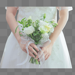 新婚美女新娘手拿手捧花