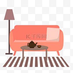 棕色的椅子图片_客厅房间起居室扁平风格棕色地毯