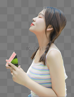 女生吃西瓜人物