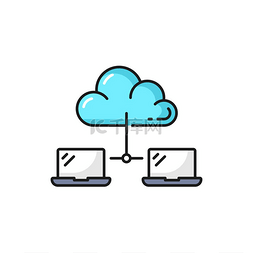 云存储云服务图片_Dada 云技术大纲图标与连接到云的
