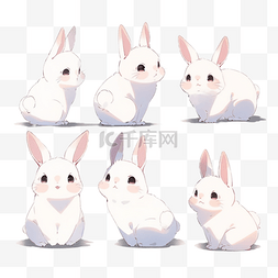 卡通可爱动物贴纸装饰笑兔子小白