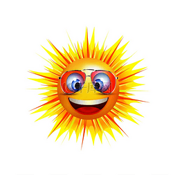 卡通微笑太阳矢量图片_表情符号微笑卡通太阳带着潮流太