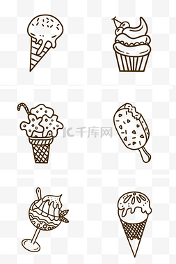 夏天冰淇淋美食冷饮小吃线稿