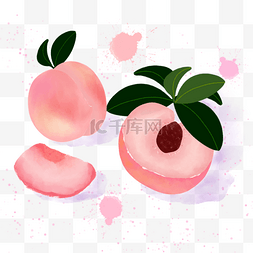 水蜜桃夏季水果水彩桃子