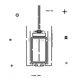 白色背景上的简单线性电梯图标。