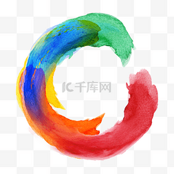圆形笔刷图片_撞色笔刷彩虹色水彩圆环