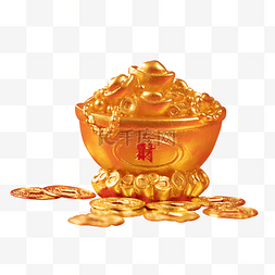 金币图片_新年金币聚宝盆