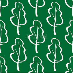树ai格式图片_绿色背景上风格化树木的无缝图案