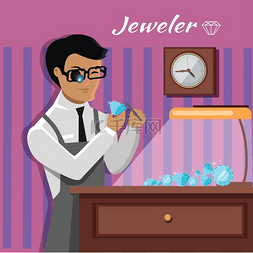 金匠图片_珠宝商检查钻石。珠宝商在评估珠