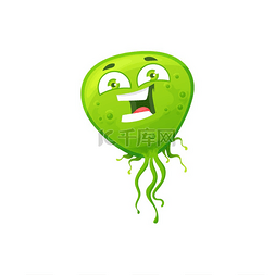 微微笑图片_卡通病毒细胞载体图标可爱的绿色