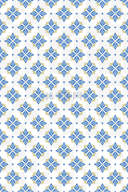摩洛哥葡萄牙风格瓷砖无缝花纹纹