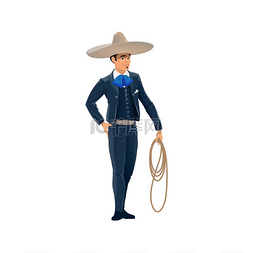 拿花男人图片_墨西哥牛仔 charro 戴着宽边帽和骑
