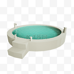 3D立体圆形水池休息区水池