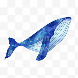 满身星辰的水彩蓝鲸