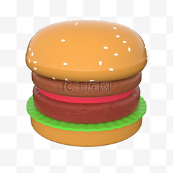 小吃图片_3D立体牛肉汉堡