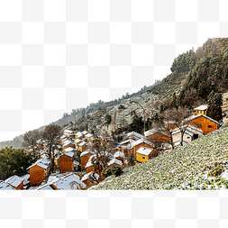 山川云海图片_冬天风景村庄山区