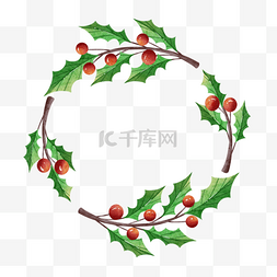 圣诞冬季浆果框架水彩