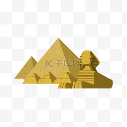 埃及版画图片_狮身人面像与埃及金字塔景观