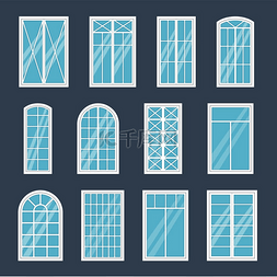 车窗外部各种玻璃窗框类型建筑窗