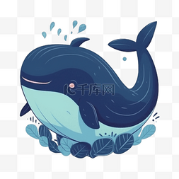 卡通海洋动物蓝鲸