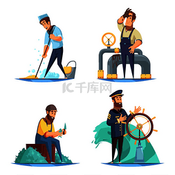 互联网图标卡通图片_卡通航海 2x2 设计理念与船长和水