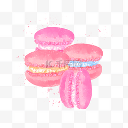 粉色水彩马卡龙饼干甜点