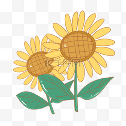 夏季卡通可爱手绘向日葵