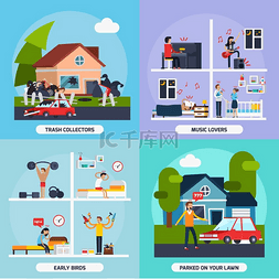 邻居图片_与邻居概念图标集的冲突。