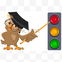 猫头鹰老师灯显示指针。交通灯教