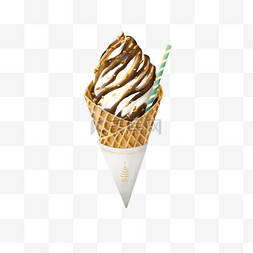 凹凸华夫格织法图片_水彩夏季巧克力碎果仁冰淇淋
