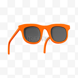 墨镜太阳图片_橙色C4D立体夏日沙滩墨镜眼镜