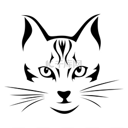 卡通猫头图片_猫的黑色剪影。矢量插画.