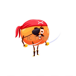 杏、桃海盗表情符号在带剑的头巾