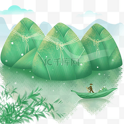 端午节绿色粽子山