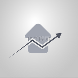 Real Estate Concept Icon with Arrow - Upward 