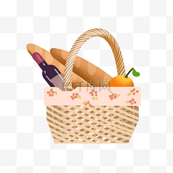 篮子面包图片_野餐篮子面包